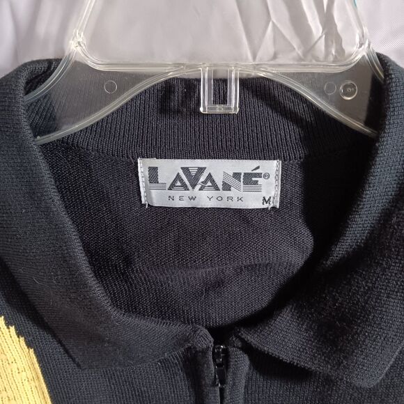 Lavane New York Mens Medium Knit Polo Shirt Multicolor Geometric 1/4 Zip - Picture 5 of 9